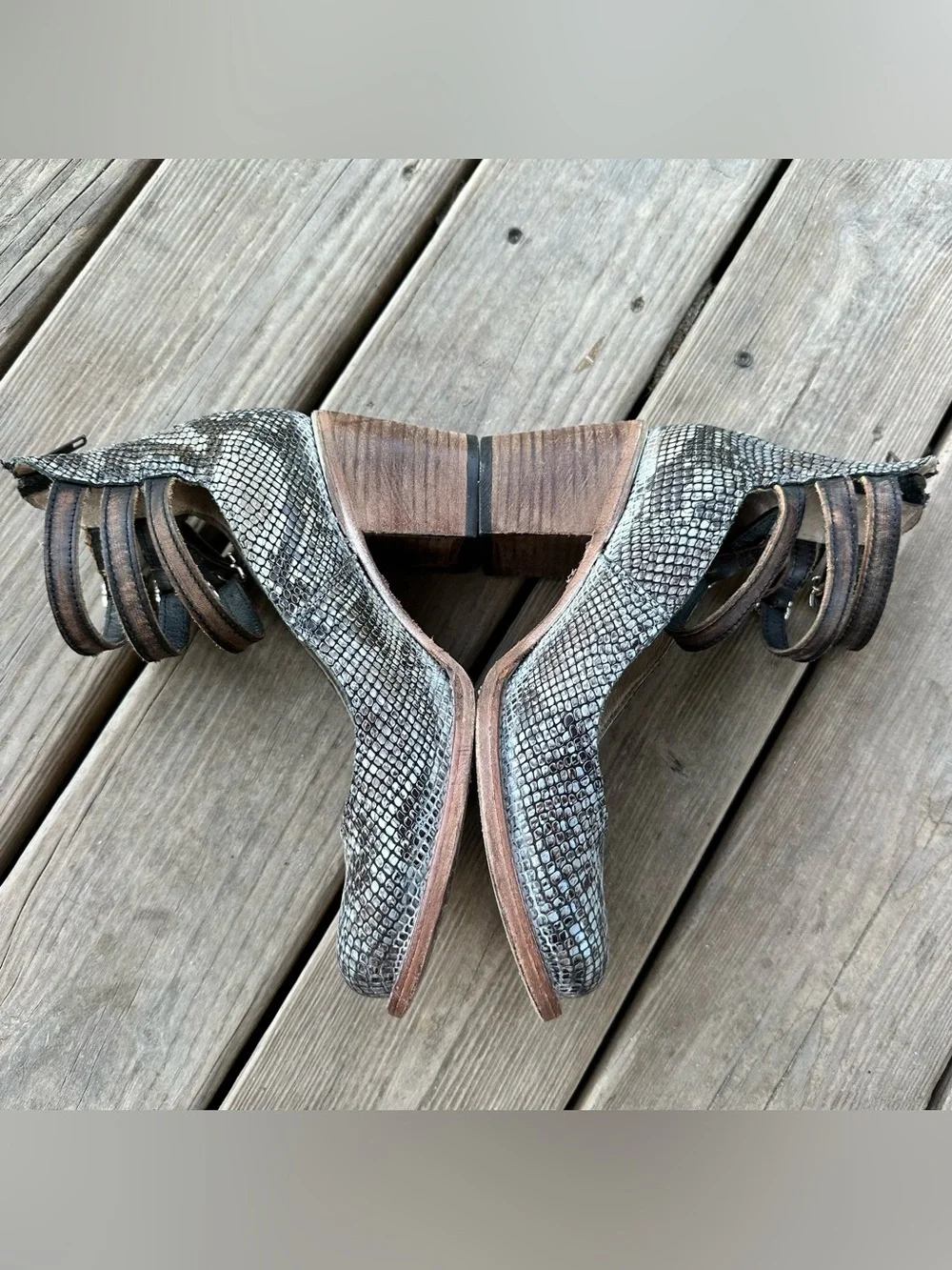 Freebird by Steven Randi Blue Multi Snake Python Heel 9